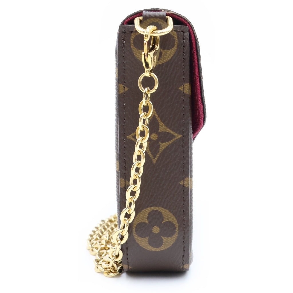 LOUIS VUITTON(ルイヴィトン) モノグラム ポシェット・フェリシー チェーンショルダーバッグ ショルダーウォレット ブラウン PVC レザー M81896 ゴールド金具 レディース