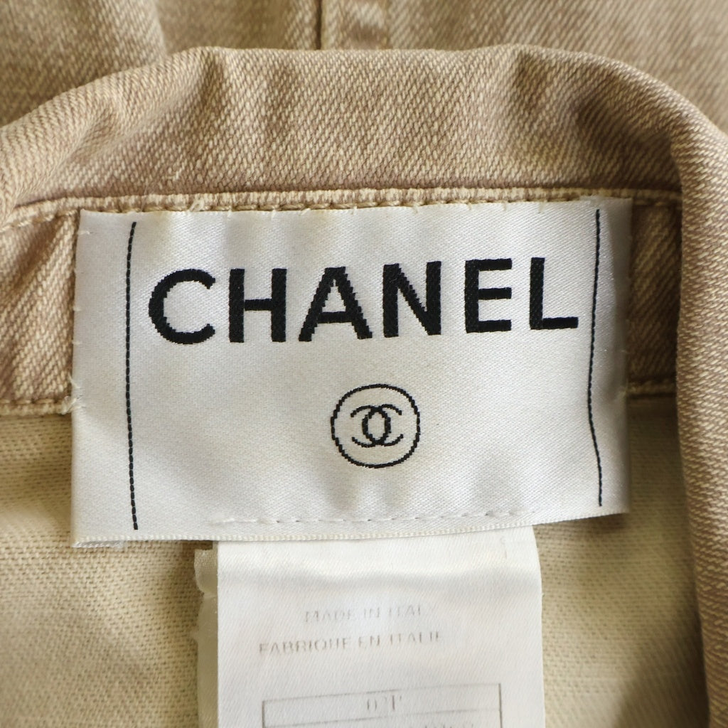CHANEL(シャネル) 02SS VINTAGE Denim Tailored Jacket デニム3Bテーラードジャケット ココマークボタン コットン ベージュ P19000V11068 レディース