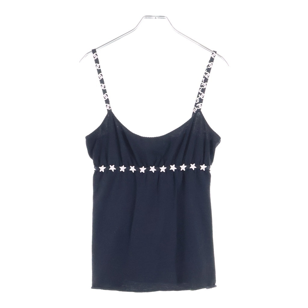 CHANEL(シャネル) 05AW VINTAGE CC&STAR Embroidery Sleeveless Tops ココマーク スター刺繍 ノースリーブトップス キャミソール ブラック P26798V12751 レディース