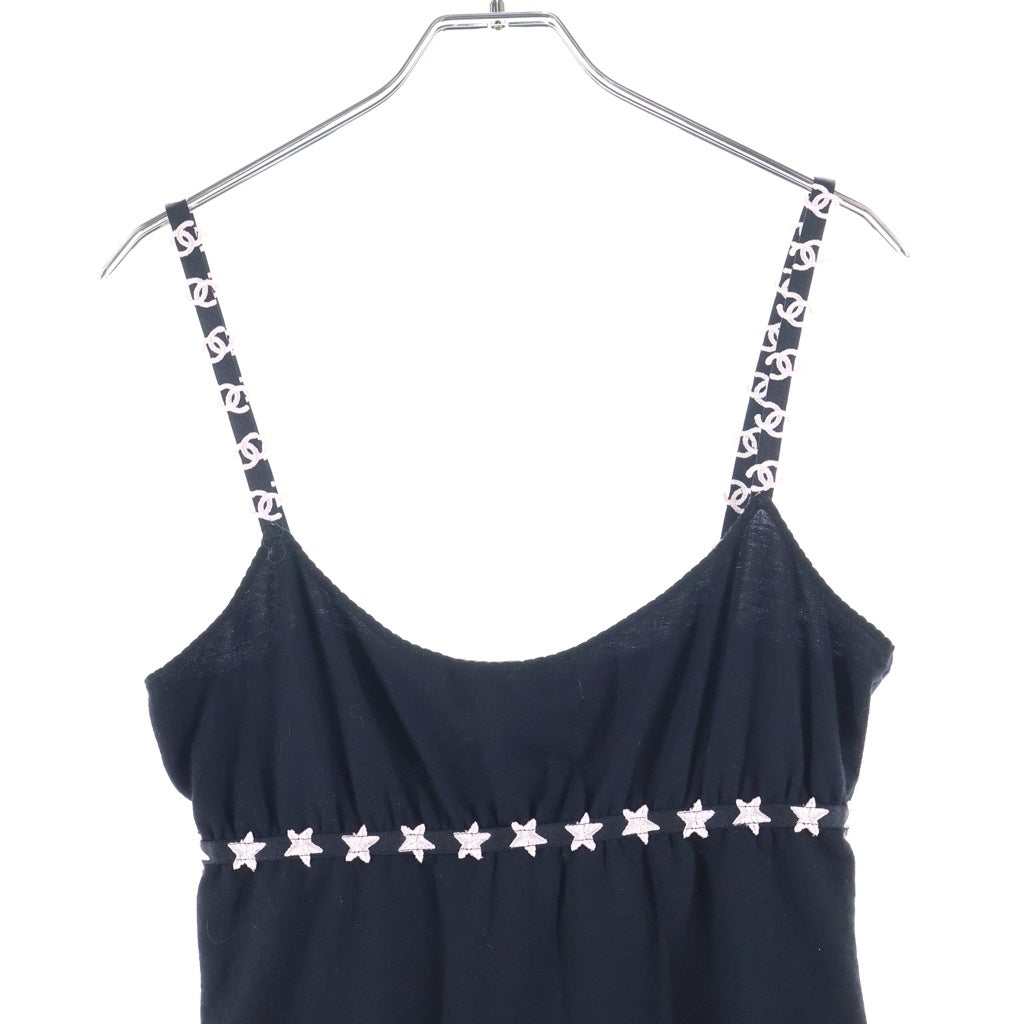CHANEL(シャネル) 05AW VINTAGE CC&STAR Embroidery Sleeveless Tops ココマーク スター刺繍 ノースリーブトップス キャミソール ブラック P26798V12751 レディース