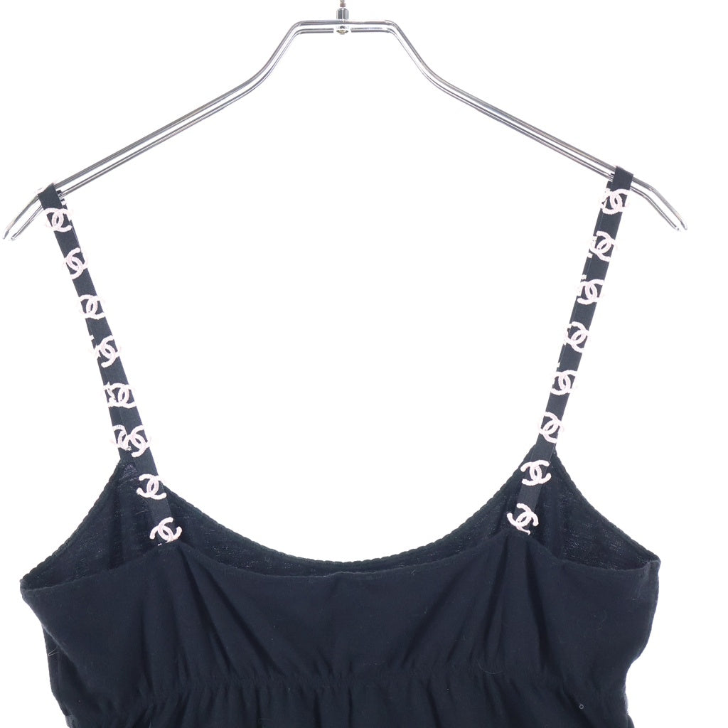 CHANEL(シャネル) 05AW VINTAGE CC&STAR Embroidery Sleeveless Tops ココマーク スター刺繍 ノースリーブトップス キャミソール ブラック P26798V12751 レディース