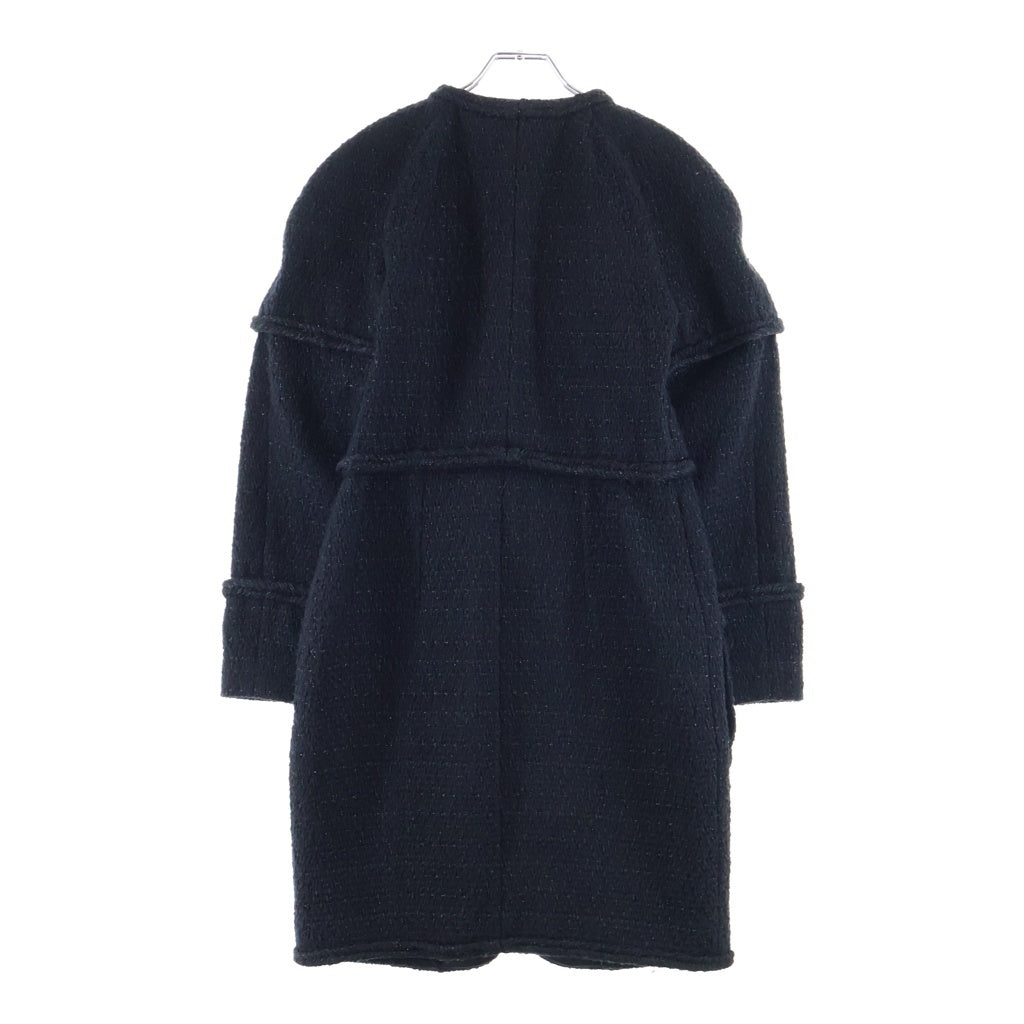 CHANEL(シャネル) 19SS Tweed Mid Length Coat ツイード ジップアップコート ノーカラー ココマーク ウール ブラック P62037V47063 レディース