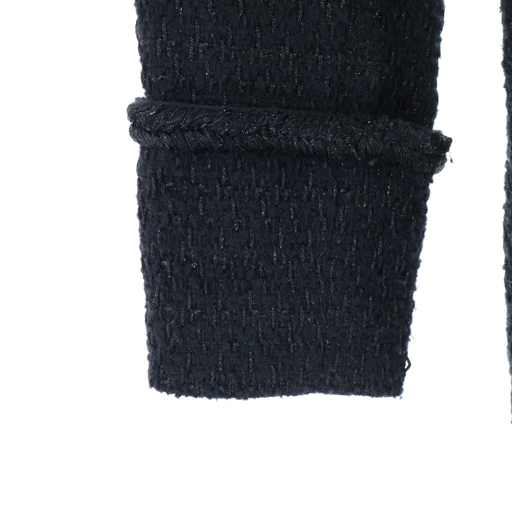 CHANEL(シャネル) 19SS Tweed Mid Length Coat ツイード ジップアップコート ノーカラー ココマーク ウール ブラック P62037V47063 レディース