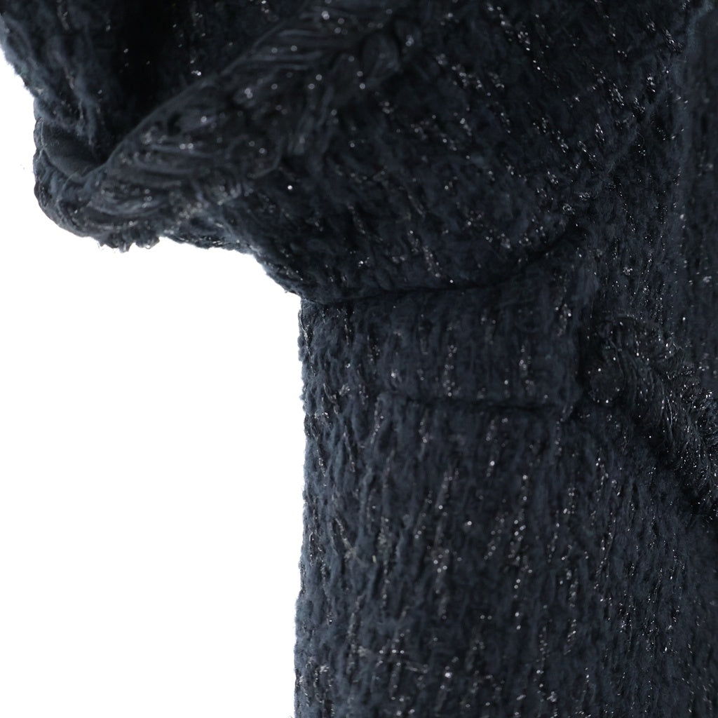 CHANEL(シャネル) 19SS Tweed Mid Length Coat ツイード ジップアップコート ノーカラー ココマーク ウール ブラック P62037V47063 レディース