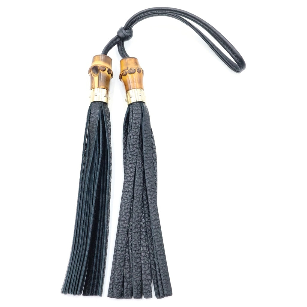 GUCCI(グッチ) バンブー タッセルチャーム レザー ブラック レディース