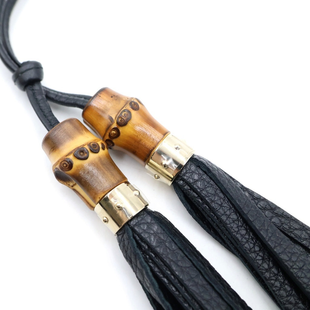 GUCCI(グッチ) バンブー タッセルチャーム レザー ブラック レディース