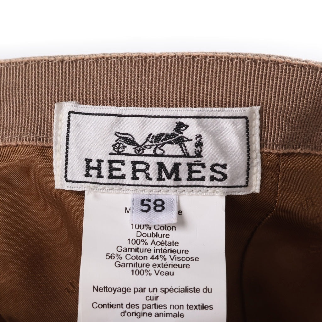HERMES(エルメス) マイルス コットン ベースボールキャップ 帽子 ブラウン