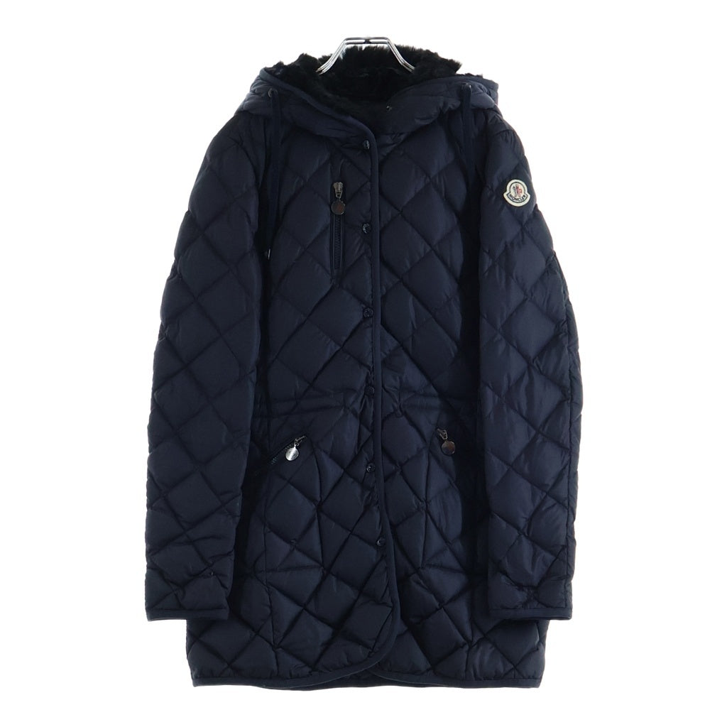 MONCLER(モンクレール) RONCE ロンス ファー付き キルティング ナイロンジップアップ ダウンコート ジャケット ネイビー 120934936015 レディース