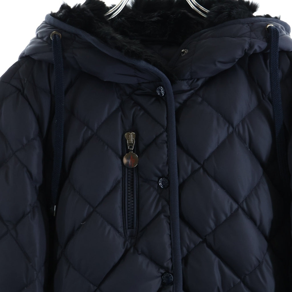 MONCLER(モンクレール) RONCE ロンス ファー付き キルティング ナイロンジップアップ ダウンコート ジャケット ネイビー 120934936015 レディース