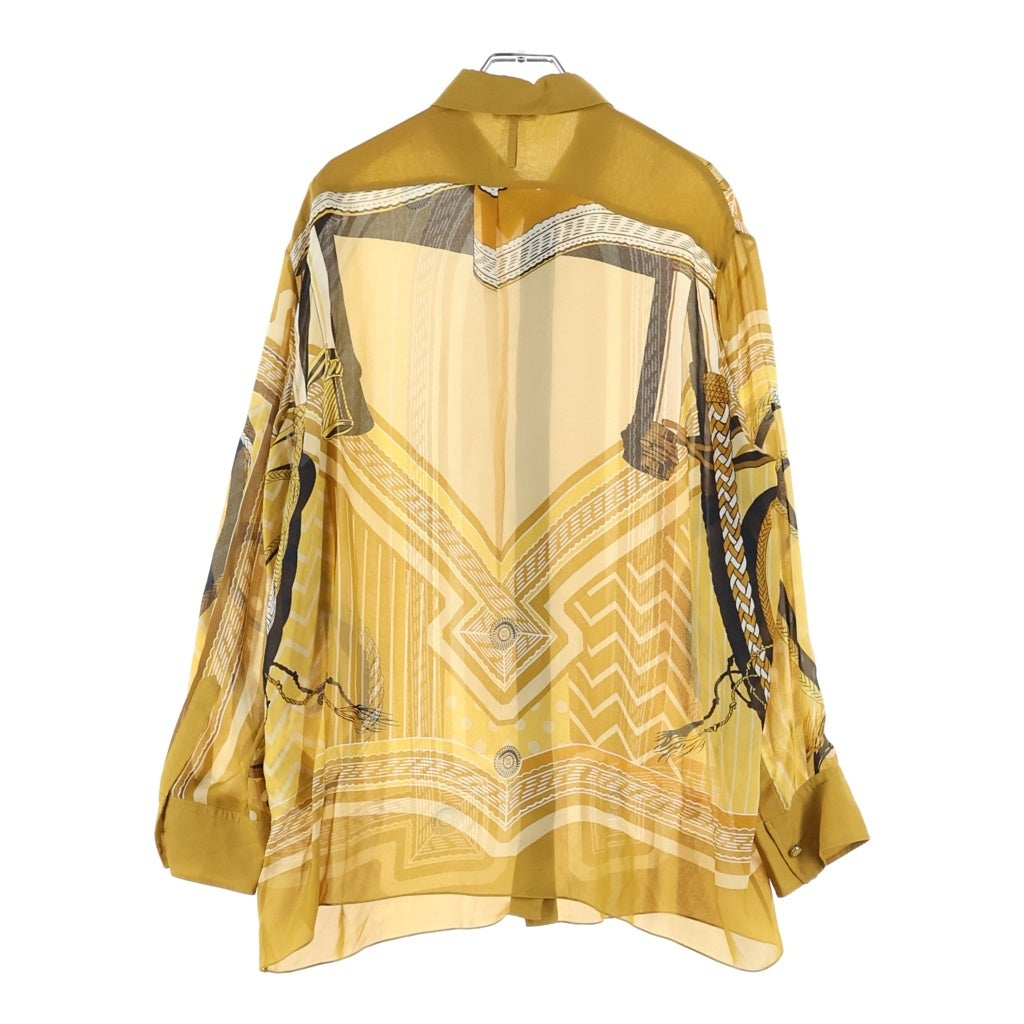HERMES(エルメス) 長袖総柄シルクシャツ イエロー シルク 3H0610DG レディース
