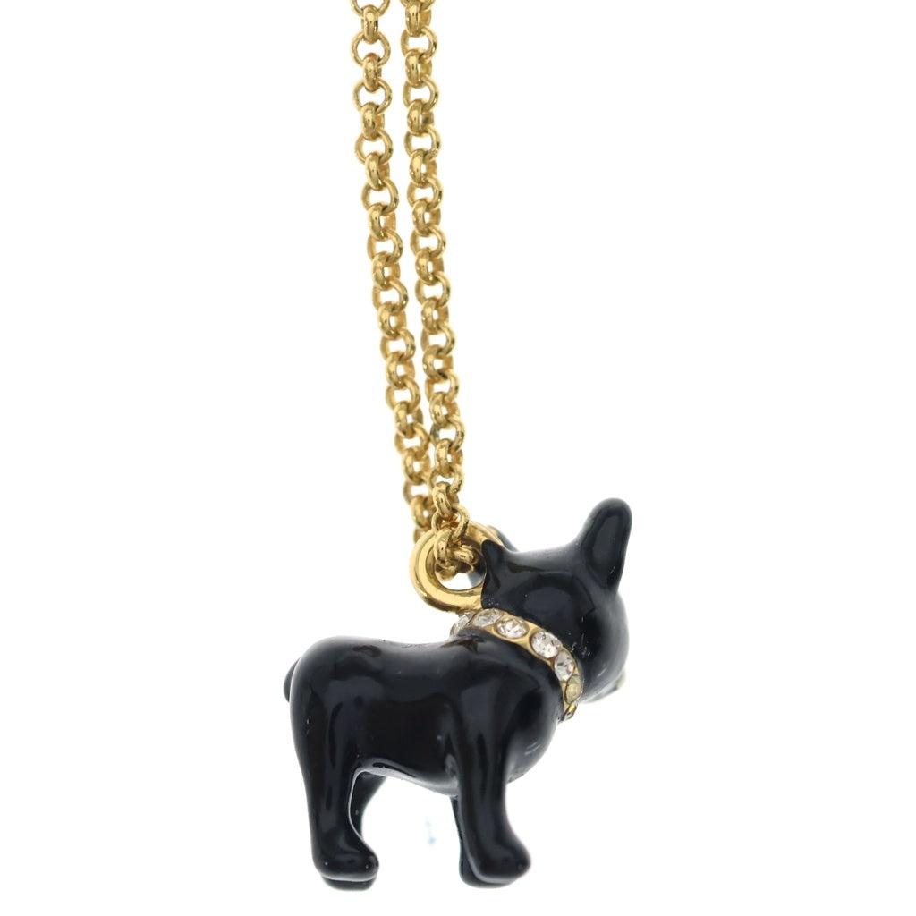 Kate Spade(ケイトスペード) 犬モチーフ フレンチブルドッグ ネックレス ペンダント チェーン ブラック×ゴールド レディース