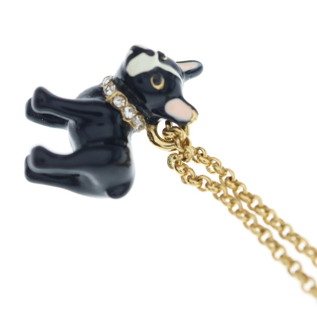 Kate Spade(ケイトスペード) 犬モチーフ フレンチブルドッグ ネックレス ペンダント チェーン ブラック×ゴールド レディース