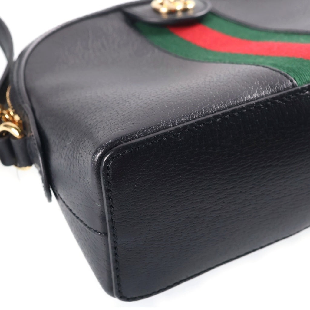 GUCCI(グッチ) オフィディア ショルダーバッグ スモール シェリーライン レザー ブラック 499621 レディース