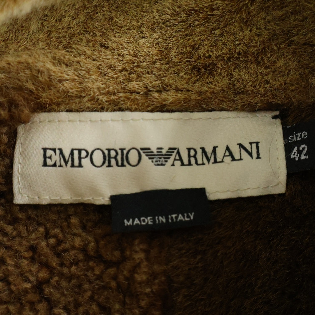 EMPORIO ARMANI(エンポリオアルマーニ) 90-00s archive Leather Coat ファー レザー変形コート アーカイブ オールドタグ ブラウン レディース
