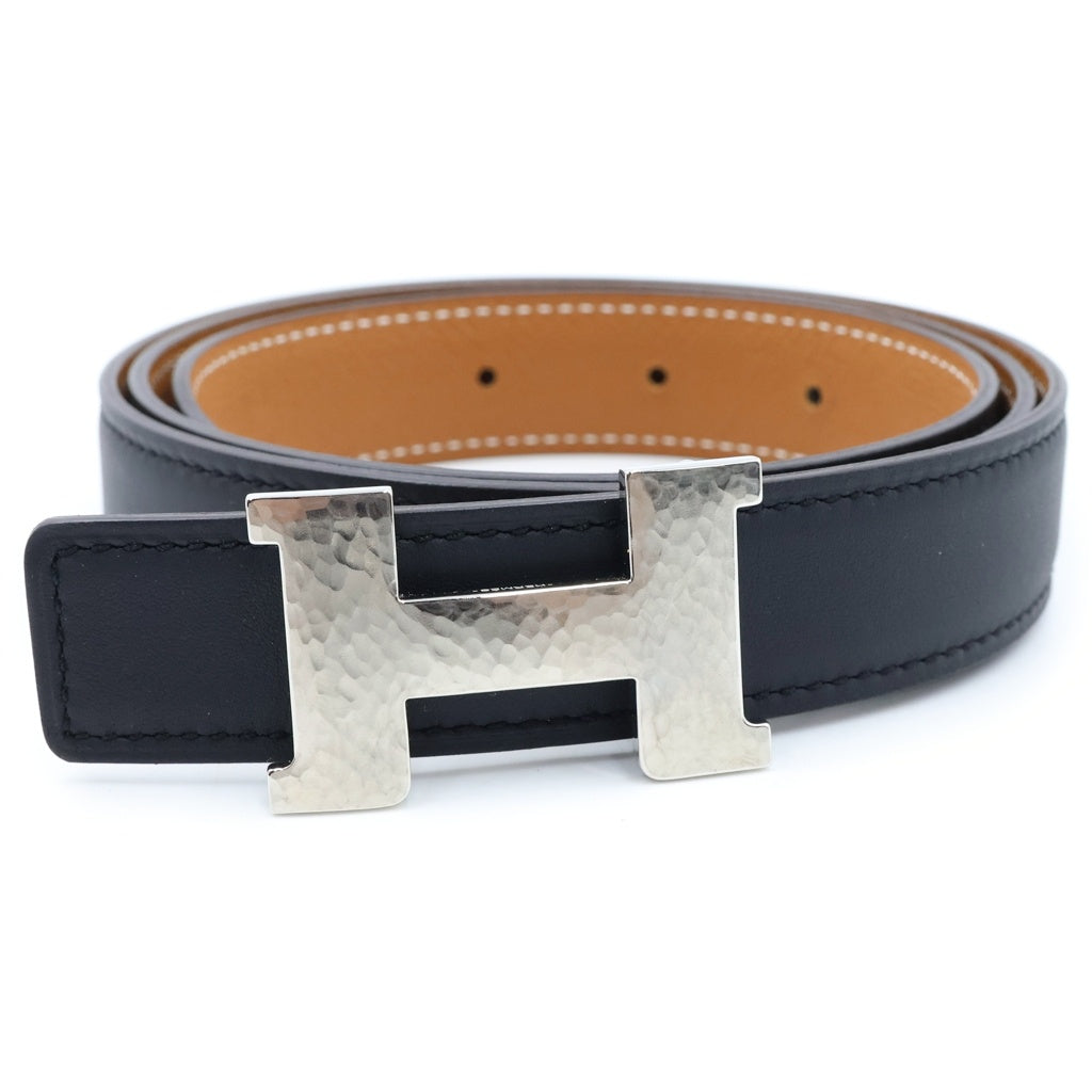 HERMES(エルメス) コンスタンス レザーベルト シルバー金具 ブラック K刻印