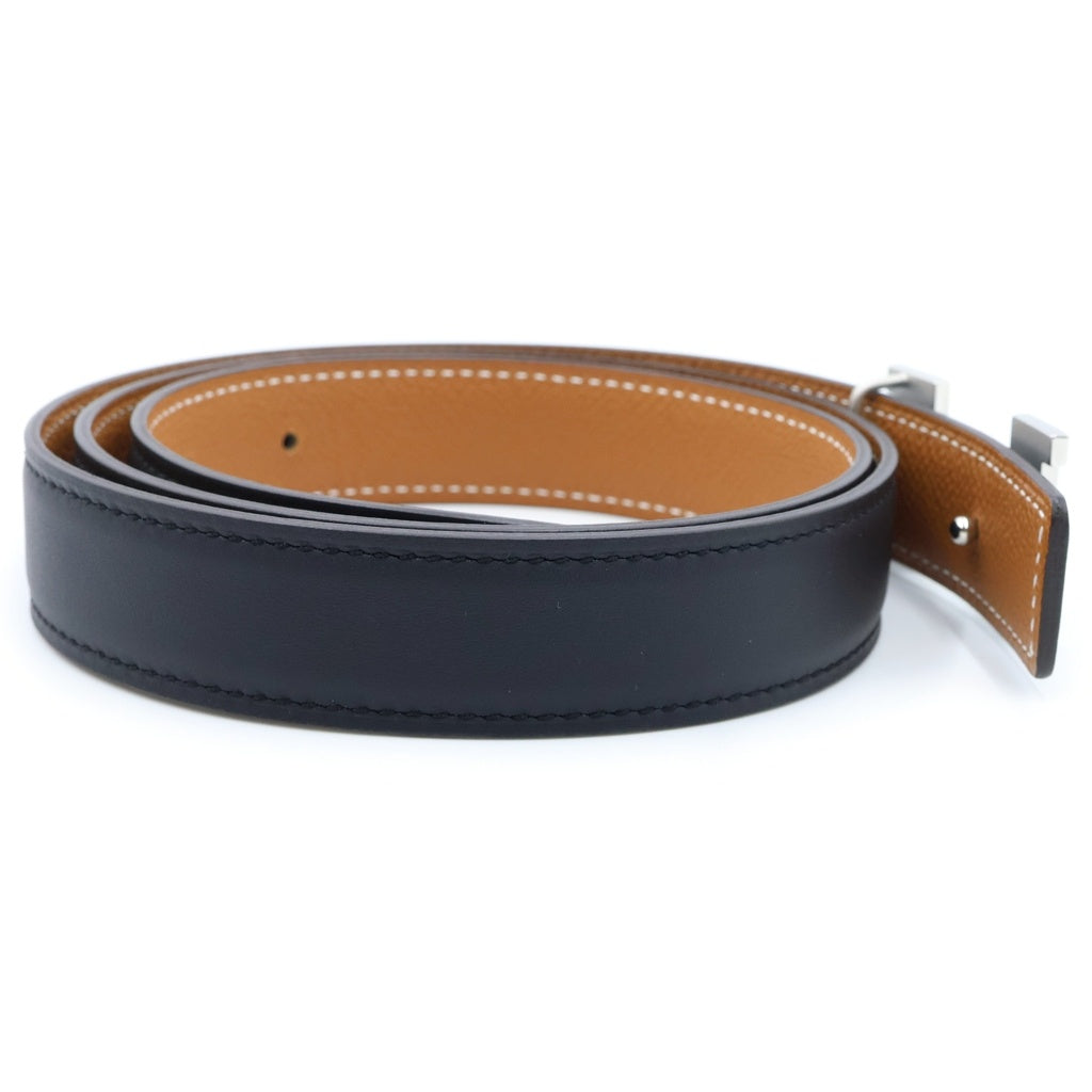 HERMES(エルメス) コンスタンス レザーベルト シルバー金具 ブラック K刻印