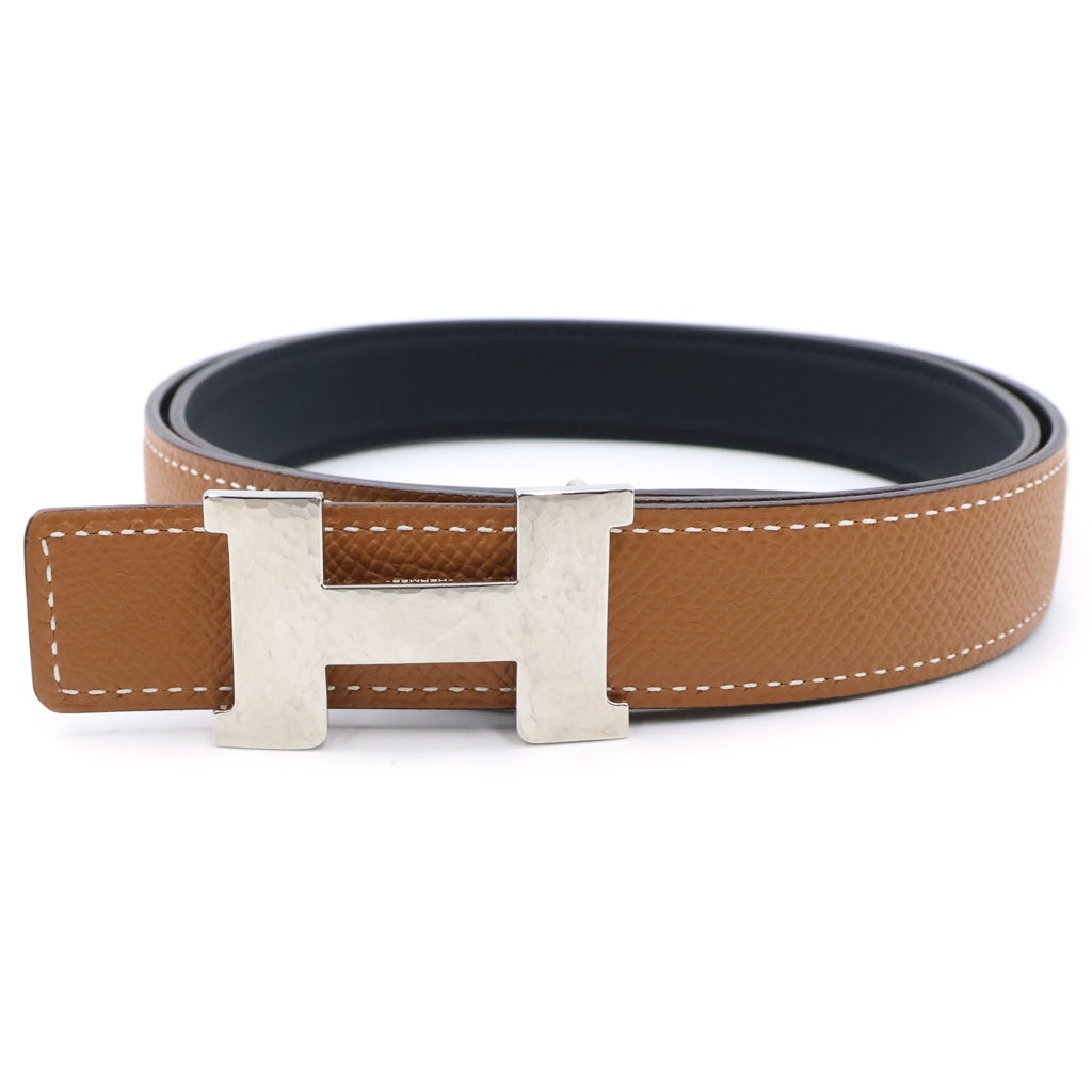 HERMES(エルメス) コンスタンス レザーベルト シルバー金具 ブラック K刻印