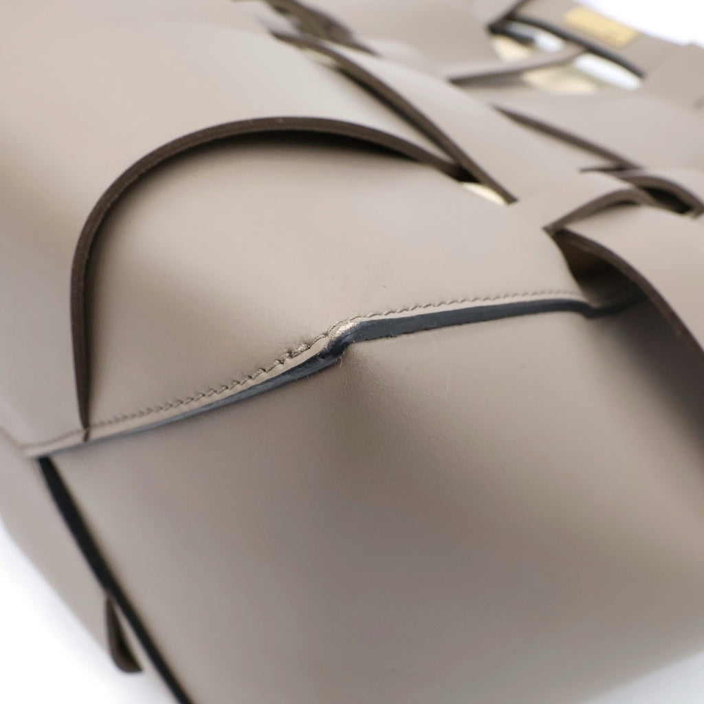 ZANCHETTI(ザンチェッティ) WOVEN MIDI SHOPPER トートバック レザー ベージュ レディース
