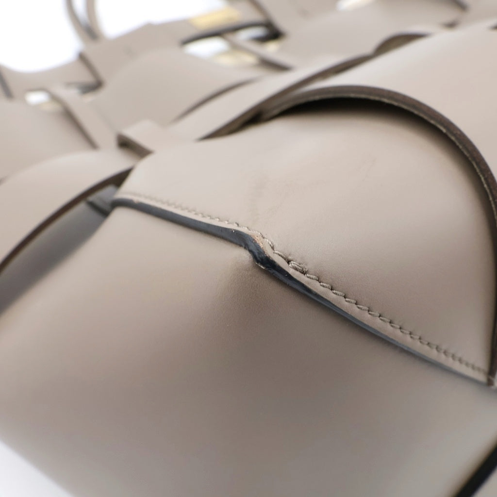 ZANCHETTI(ザンチェッティ) WOVEN MIDI SHOPPER トートバック レザー ベージュ レディース