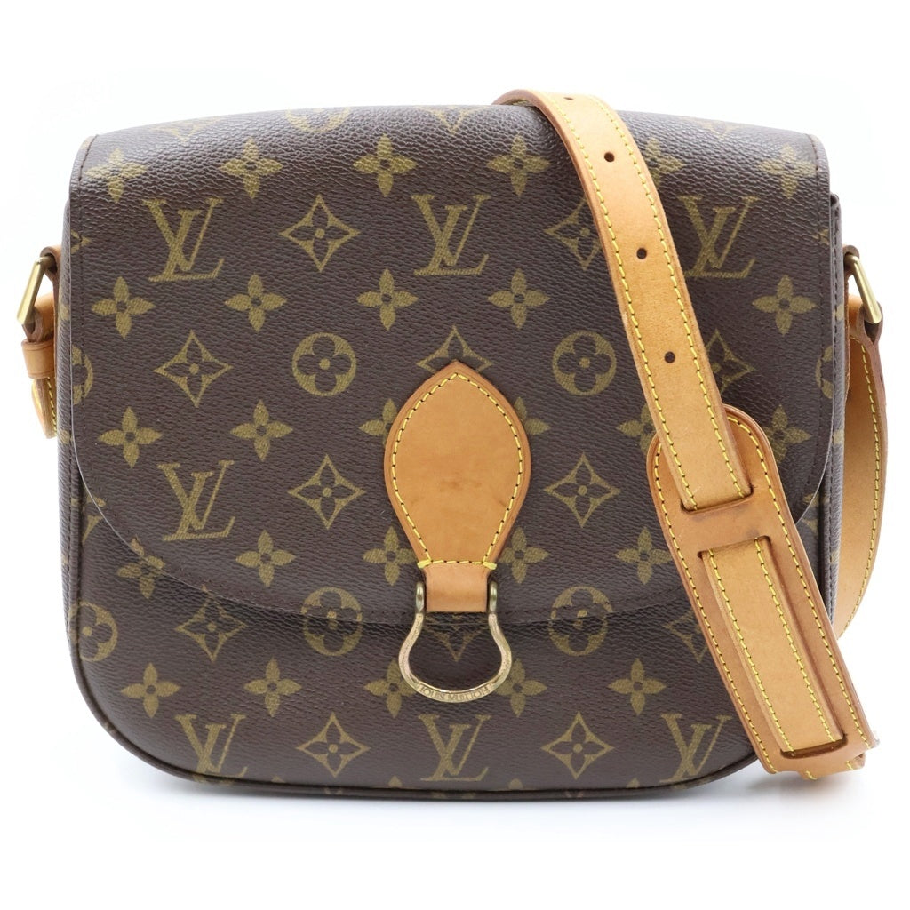 LOUIS VUITTON(ルイヴィトン) モノグラム サンクルーGM ショルダーバッグ ブラウン レザー×PVC M51242 ゴールド金具 レディース