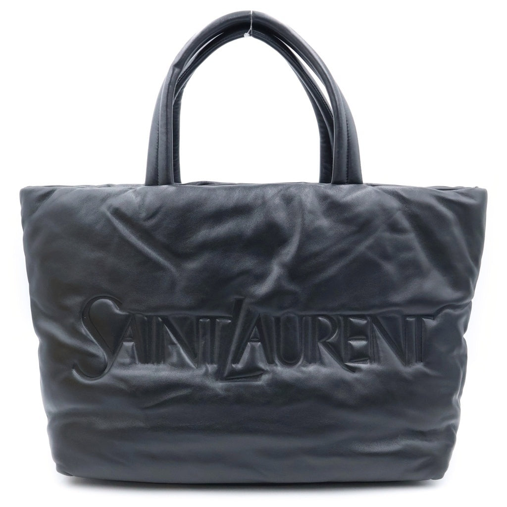 SAINT LAURENT PARIS(サンローランパリ) ワイドパファートートバッグ ハンドバッグ ブラック レザー 756269 レディース