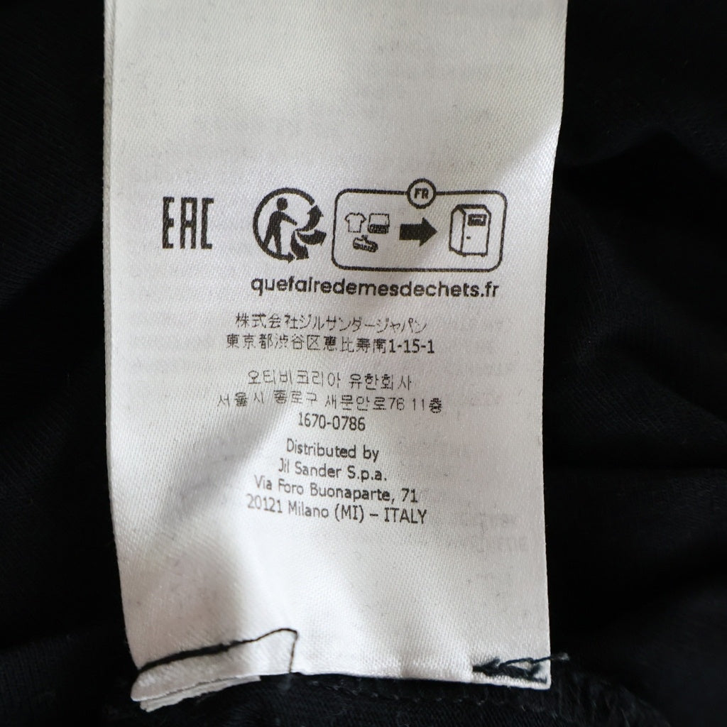 JIL SANDER +(ジルサンダープラス) 裾ロゴ コットン クルーネック 長袖 Tシャツ カットソー #S ブラック J40GC0002 J45048 レディース