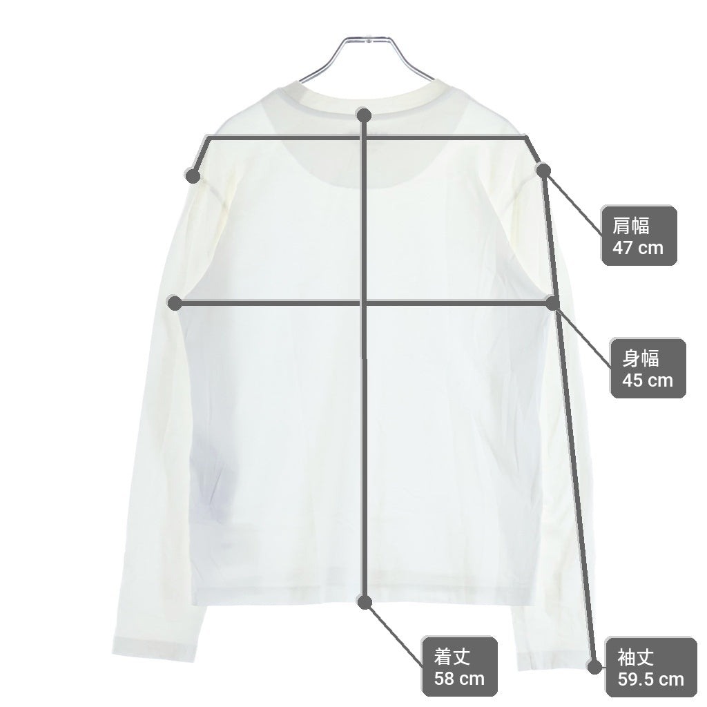 JIL SANDER +(ジルサンダープラス) 裾ロゴ コットン クルーネック 長袖 Tシャツ カットソー #S ホワイト J40GC0002 J45048 レディース