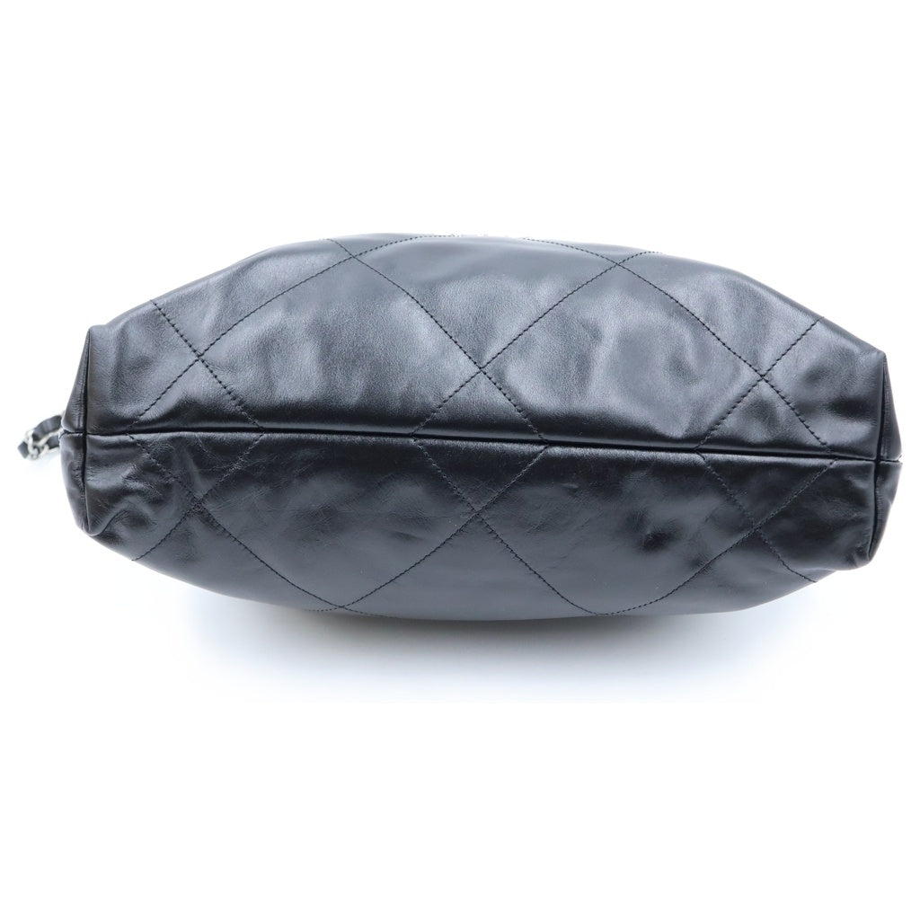 CHANEL(シャネル) シャネル22 スモール 巾着バッグ チェーンハンドバッグ ショルダーバッグ ブラック カーフスキン AS3260 シルバー金具 レディース