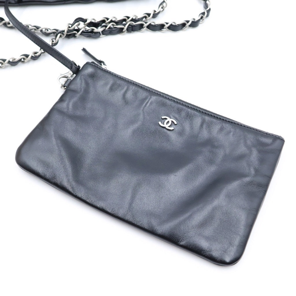 CHANEL(シャネル) シャネル22 スモール 巾着バッグ チェーンハンドバッグ ショルダーバッグ ブラック カーフスキン AS3260 シルバー金具 レディース
