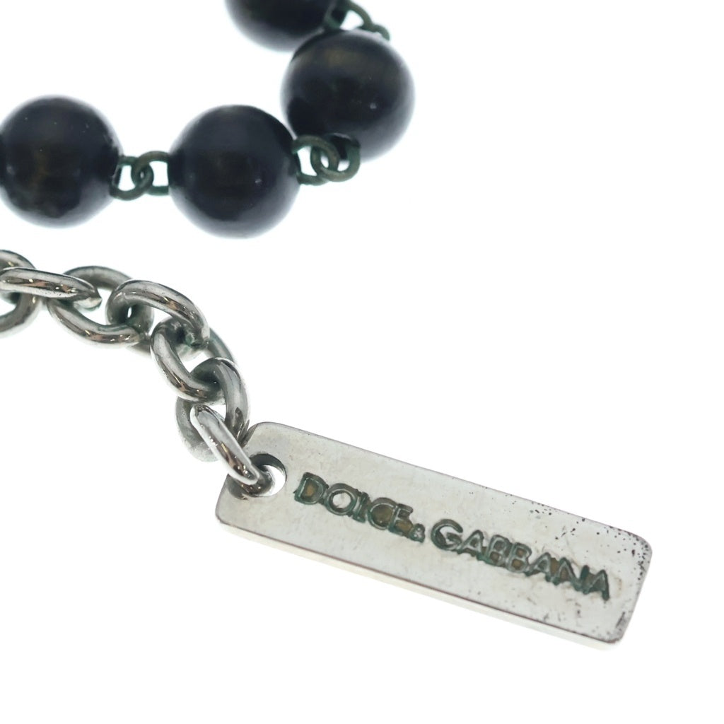 DOLCE & GABBANA(ドルチェアンドガッバーナ) ロザリオ ネックレス ペンダント クロス ブラック×シルバー GP