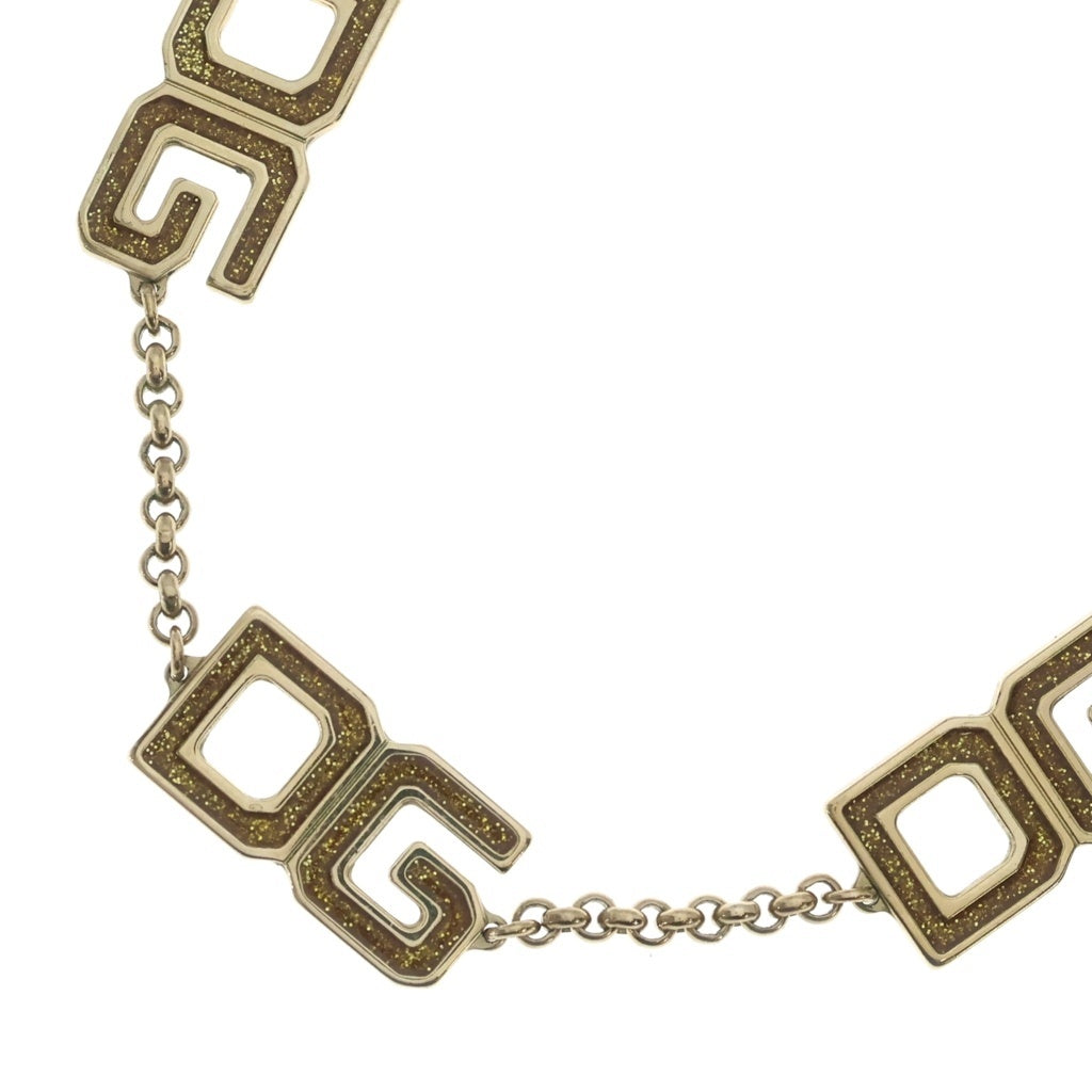 DOLCE & GABBANA(ドルチェアンドガッバーナ) ネックレス ペンダント ゴールド チェーン レザー×GP