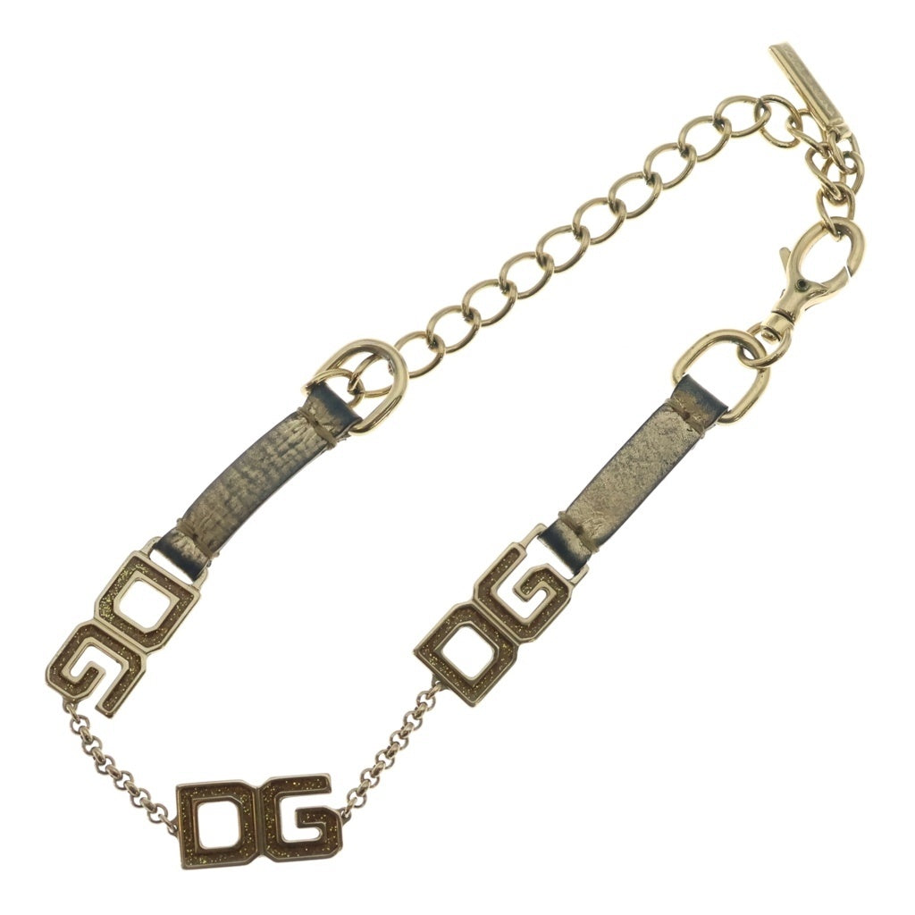DOLCE & GABBANA(ドルチェアンドガッバーナ) ネックレス ペンダント ゴールド チェーン レザー×GP