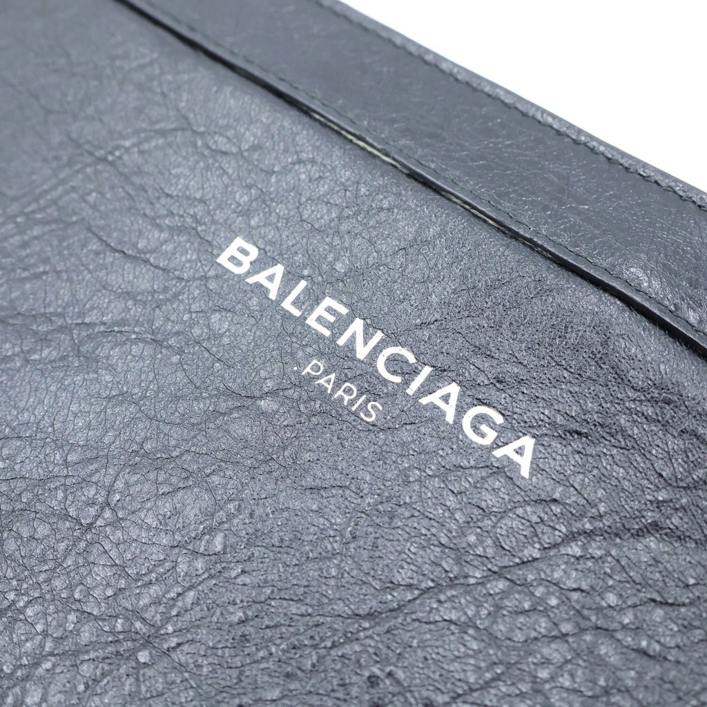 BALENCIAGA(バレンシアガ) ネイビーポシェット レザー ショルダーバッグ シルバー金具 ブラック 339937 レディース