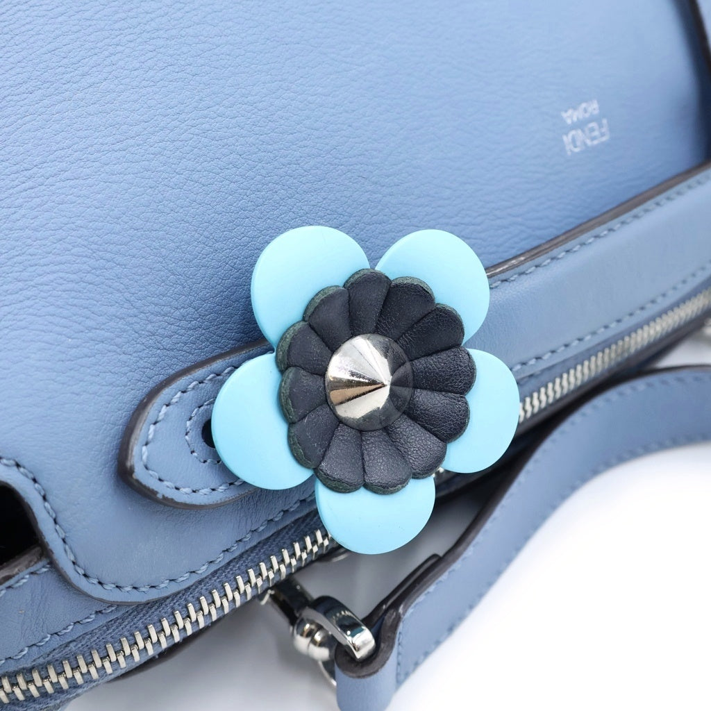 FENDI(フェンディ) バイザウェイ ミディアム レザー 2WAY ハンド ショルダーバッグ シルバー金具 ブルー 8BL124 レディース