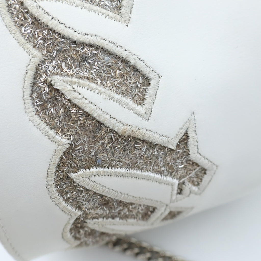 CHRISTIAN LOUBOUTIN(クリスチャンルブタン) マリージェーン レザー 巾着 チェーン ショルダーバッグ シルバー金具 ホワイト レディース