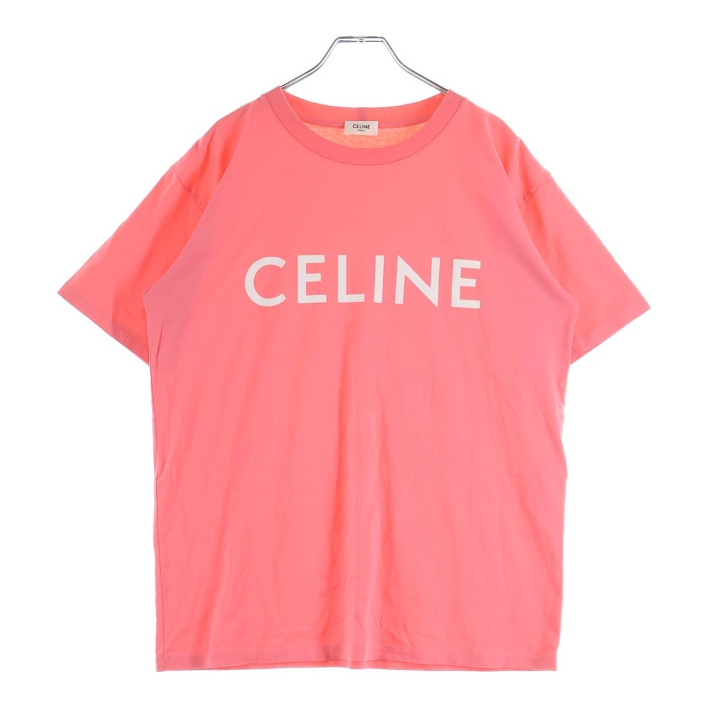 CELINE(セリーヌ) ロゴプリント コットンジャージー ルーズ 半袖Tシャツ カットソー ピンク 2X681671Q レディース