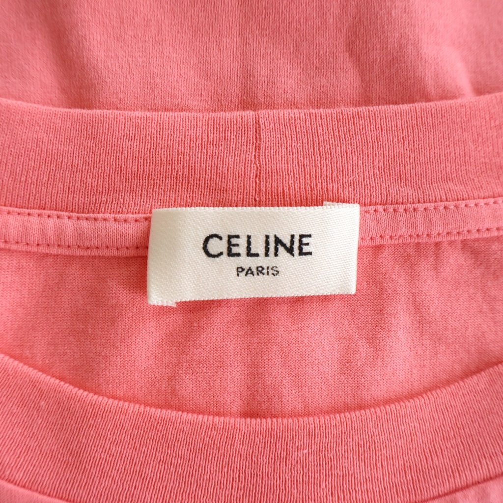 CELINE(セリーヌ) ロゴプリント コットンジャージー ルーズ 半袖Tシャツ カットソー ピンク 2X681671Q レディース