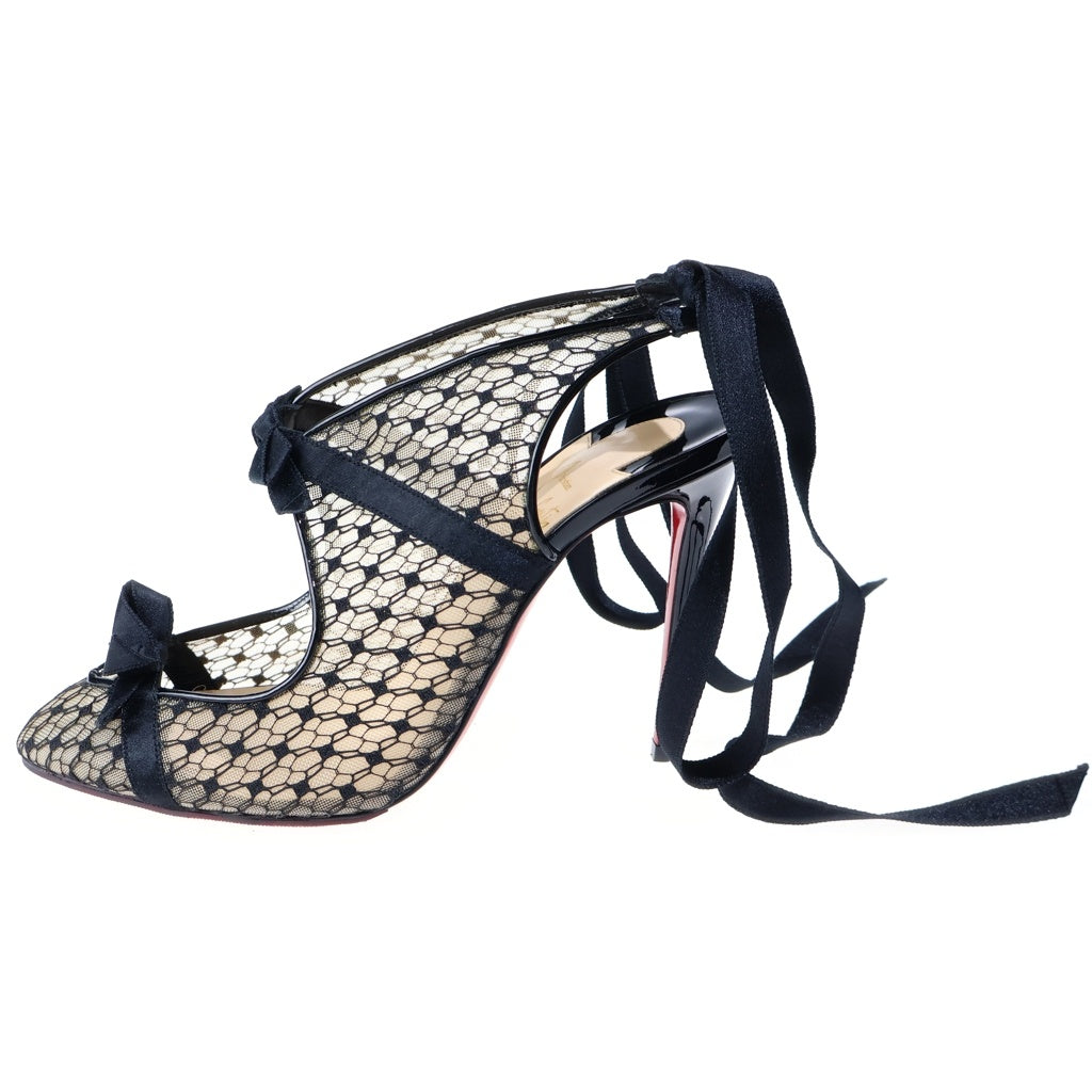 CHRISTIAN LOUBOUTIN(クリスチャンルブタン) レース リボン パテントレザー ヒール パンプス シューズ ブラック レディース