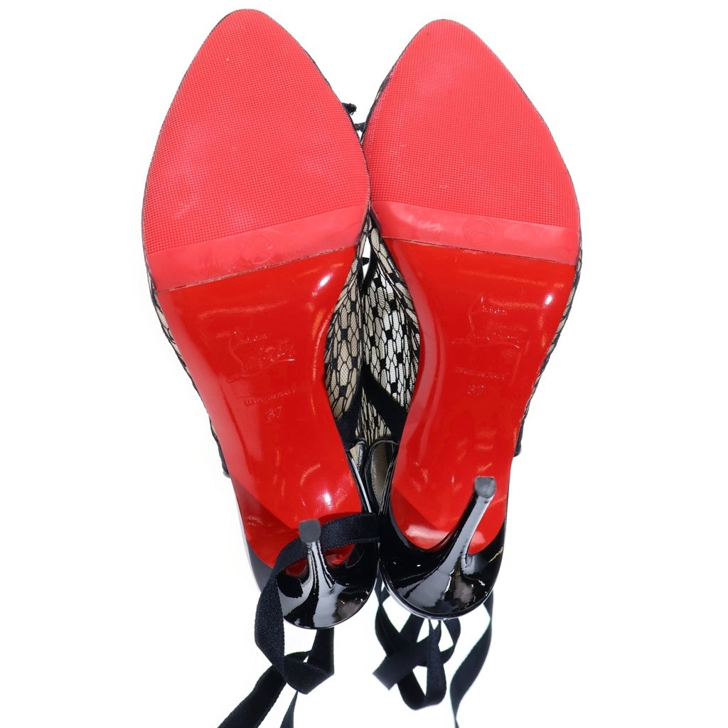 CHRISTIAN LOUBOUTIN(クリスチャンルブタン) レース リボン パテントレザー ヒール パンプス シューズ ブラック レディース