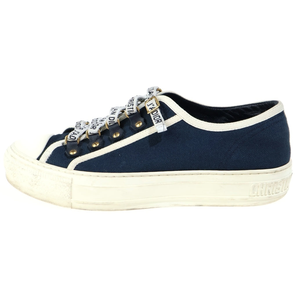 Christian Dior(クリスチャンディオール) Walk'nDior レースアップ ローカットスニーカー フラットシューズ ネイビー×ホワイト キャンバス×レザー レディース