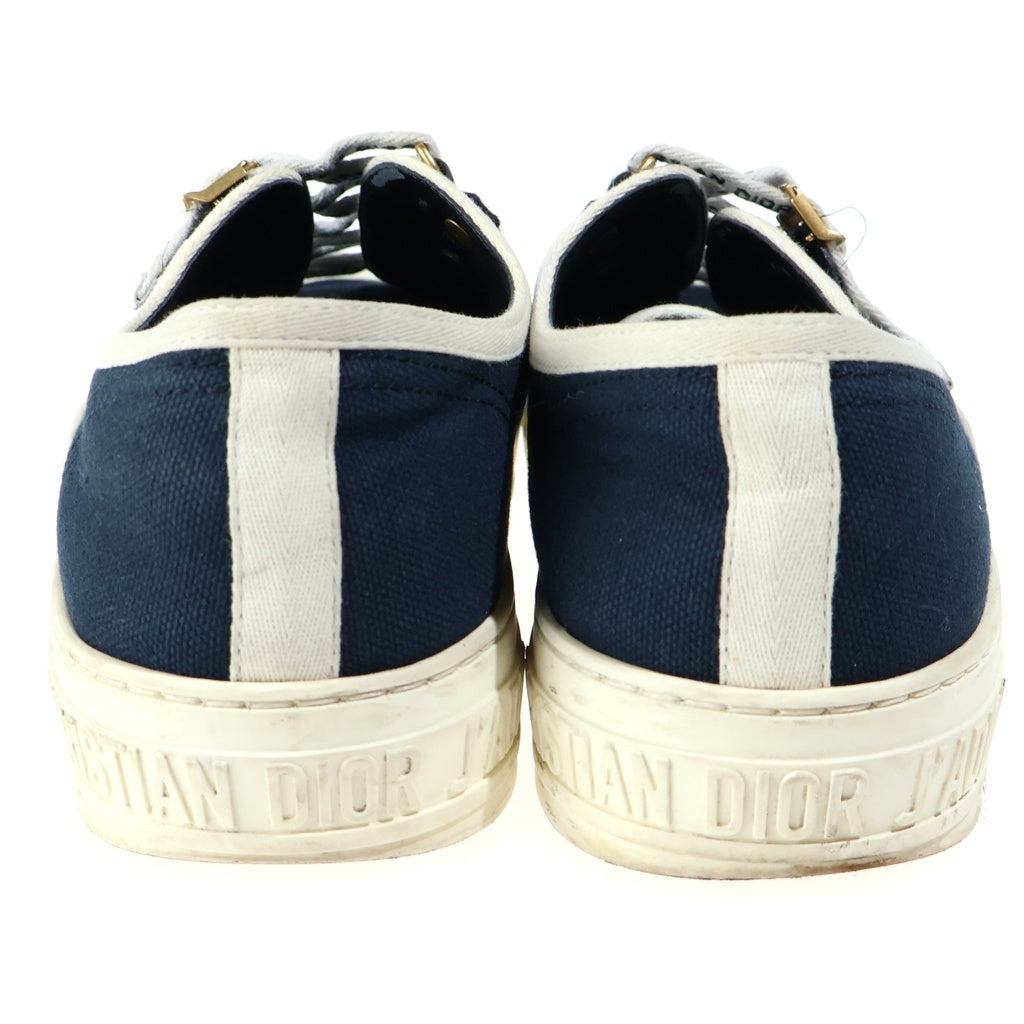 Christian Dior(クリスチャンディオール) Walk'nDior レースアップ ローカットスニーカー フラットシューズ ネイビー×ホワイト キャンバス×レザー レディース