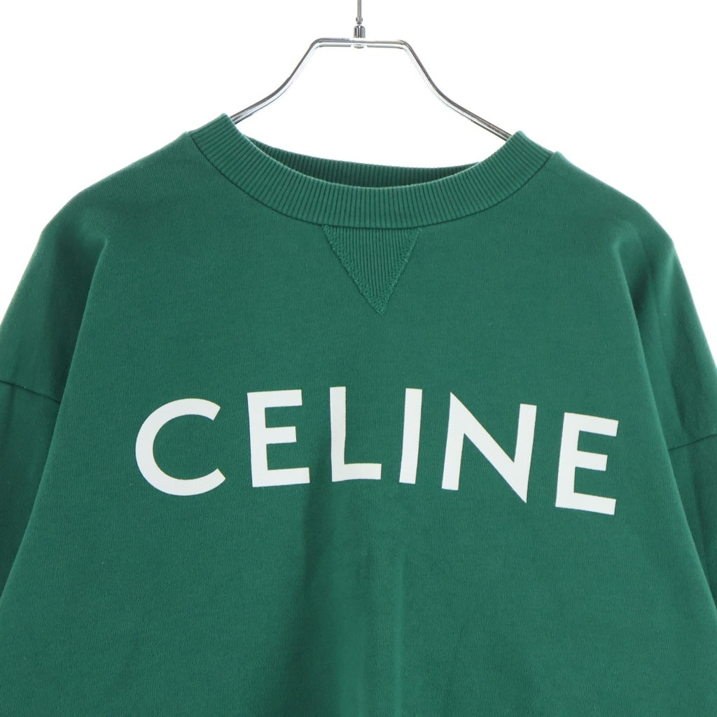 CELINE(セリーヌ) ロゴプリント クロップド スウェットトレーナー グリーン レディース 2Y796670Q