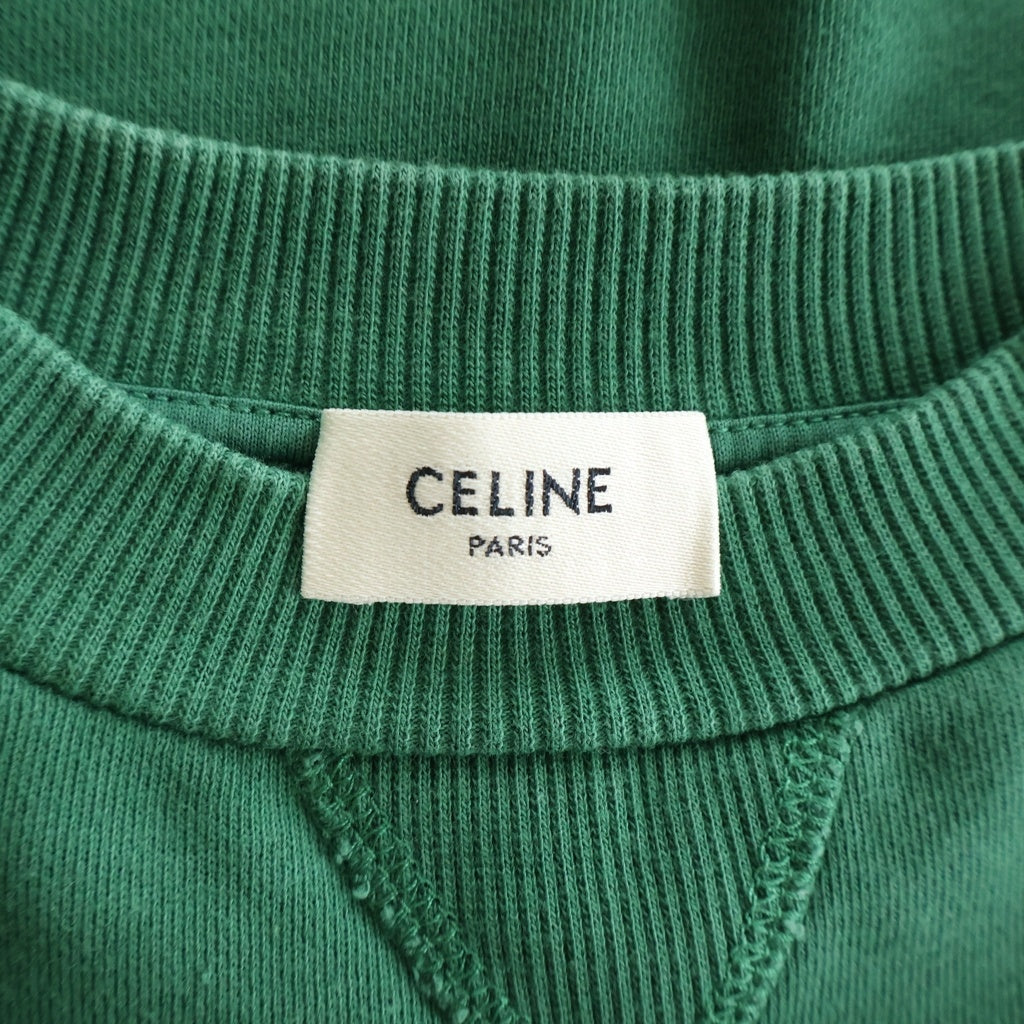 CELINE(セリーヌ) ロゴプリント クロップド スウェットトレーナー グリーン レディース 2Y796670Q