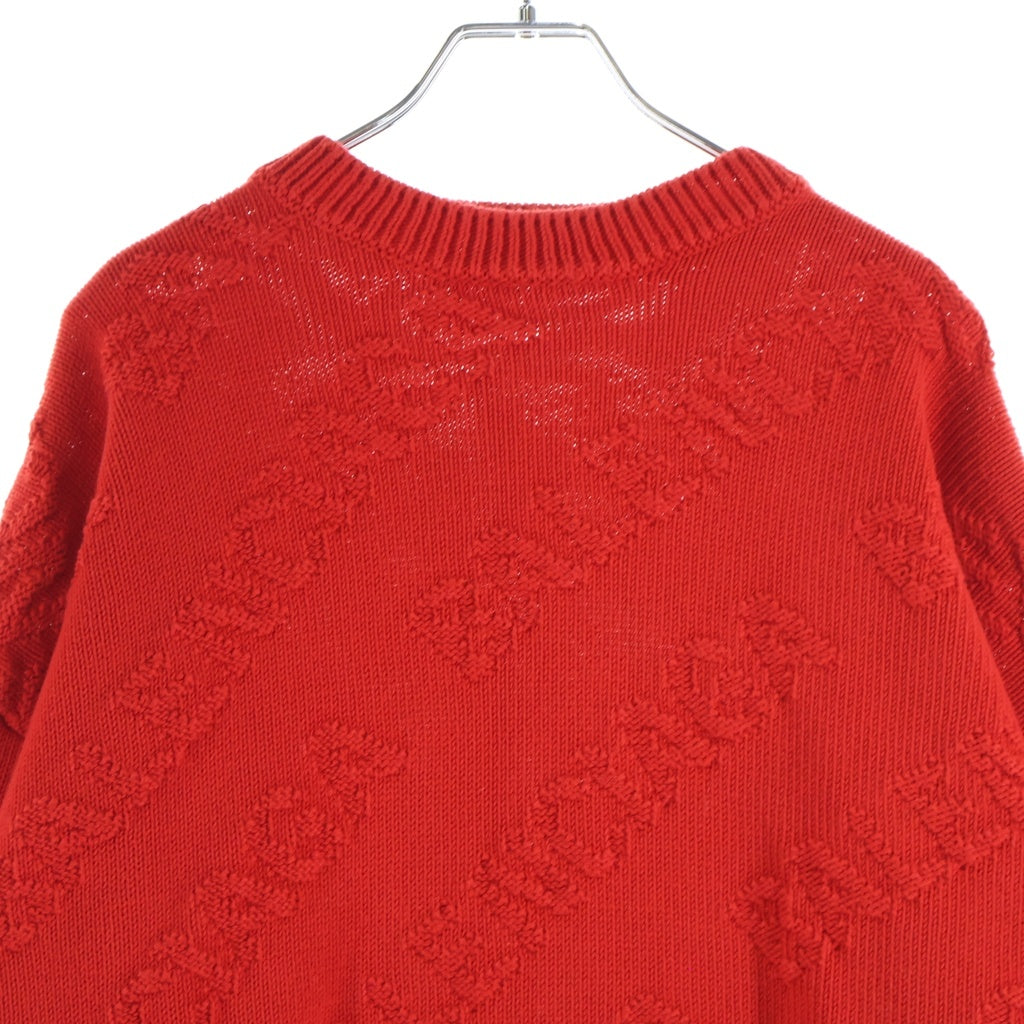 BALENCIAGA(バレンシアガ) オールオーバー ロゴジャガード クルーネック 長袖ニット セーター レッド 599886