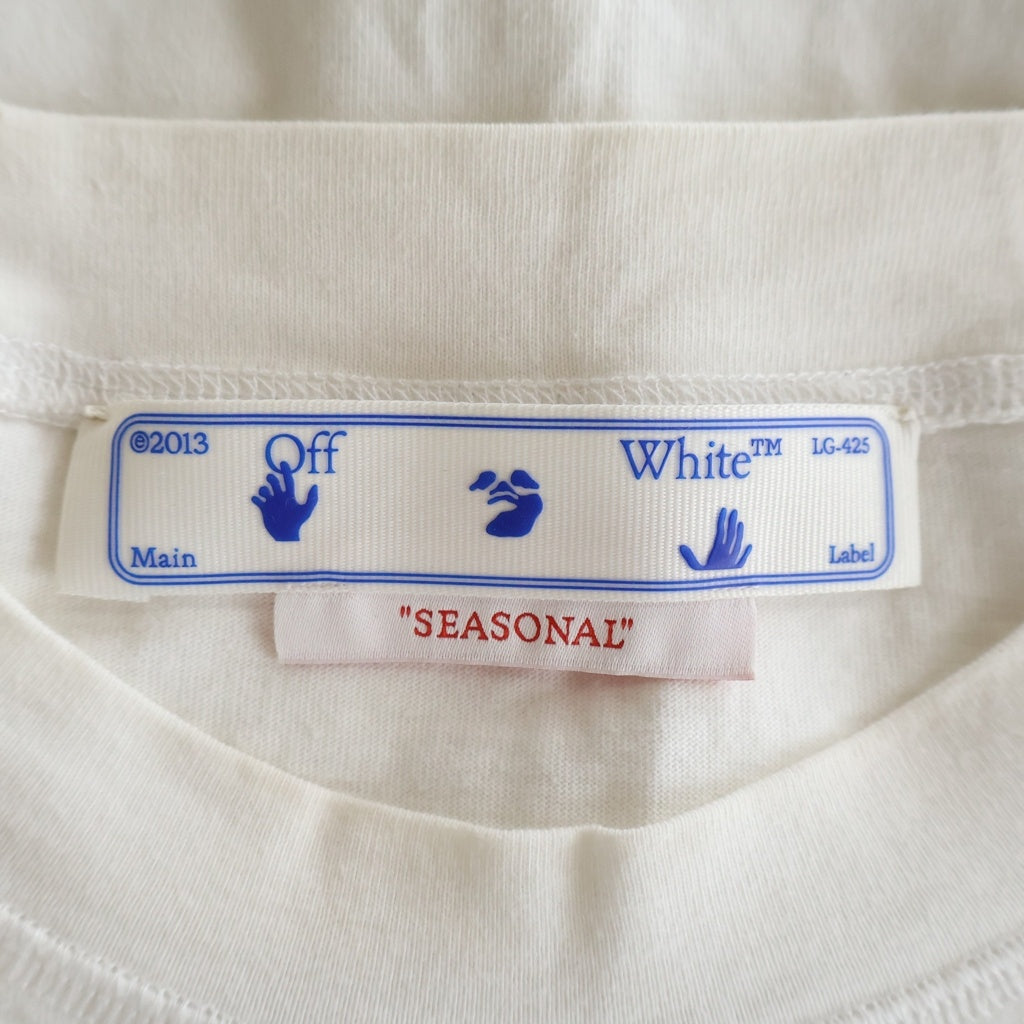 OFF-WHITE(オフホワイト) ラインストーン ロゴプリント クロップド 半袖 Tシャツ カットソー ホワイト レディース OWAA090S22JER002