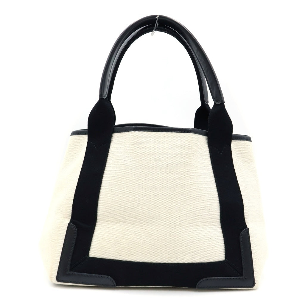 BALENCIAGA(バレンシアガ) ネイビーカバス S ハンドバッグ キャンバス ホワイト ブラック 339933 レディース