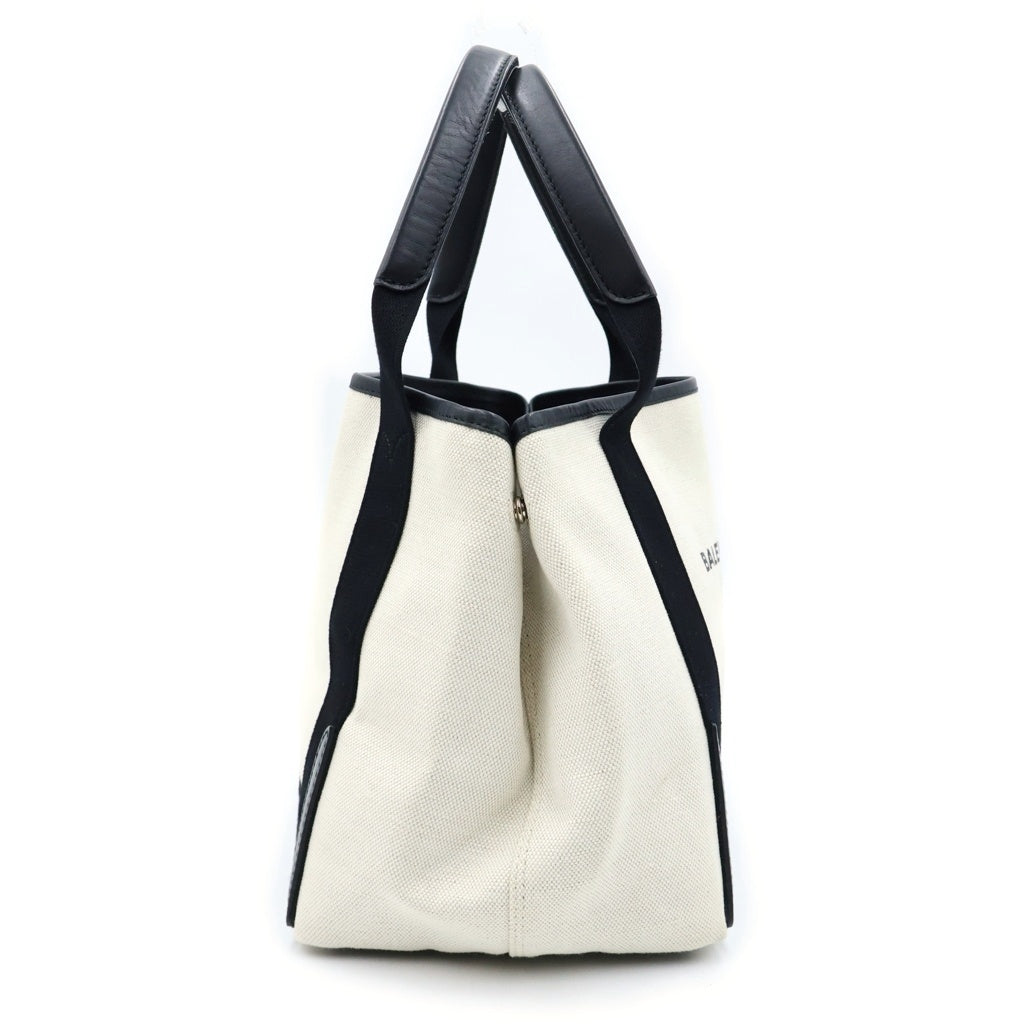 BALENCIAGA(バレンシアガ) ネイビーカバス S ハンドバッグ キャンバス ホワイト ブラック 339933 レディース