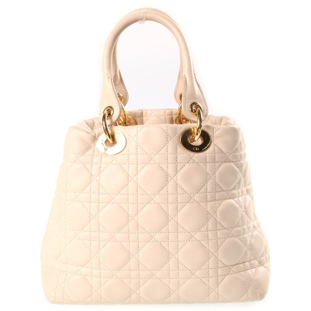 Christian Dior(クリスチャンディオール) レディディオール カナージュ ハンドバッグ ベージュ レザー レディース