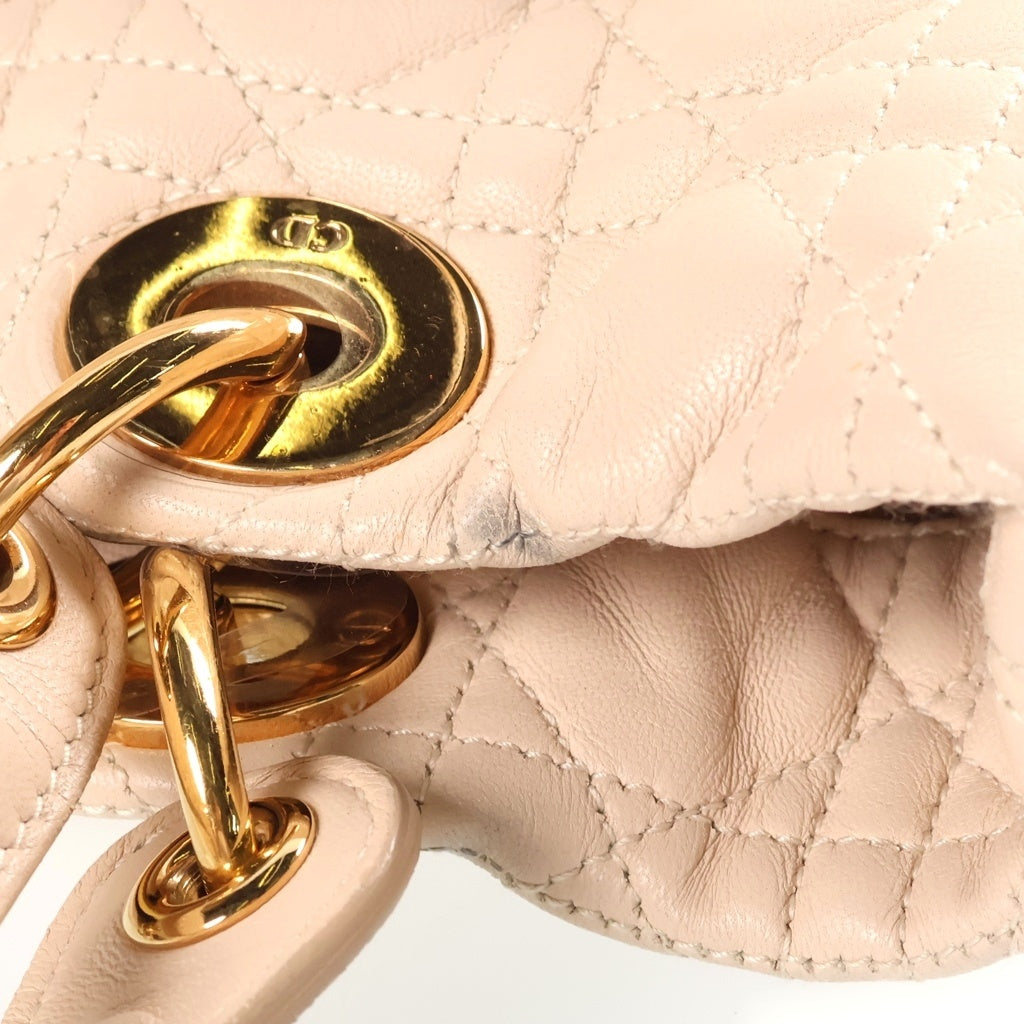 Christian Dior(クリスチャンディオール) レディディオール カナージュ ハンドバッグ ベージュ レザー レディース