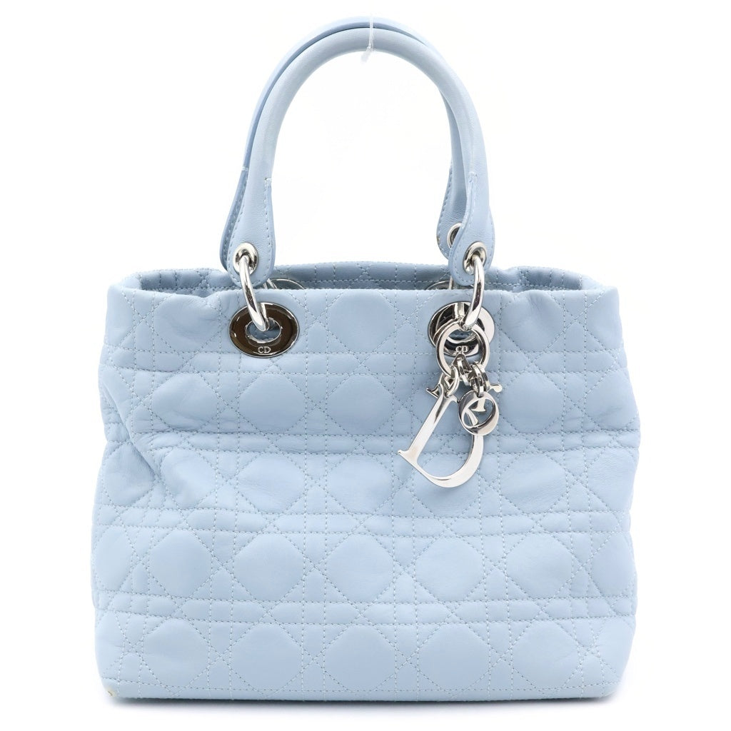 Christian Dior(クリスチャンディオール) レディディオール カナージュ ハンドバッグ ライトブルー レザー P14403 レディース